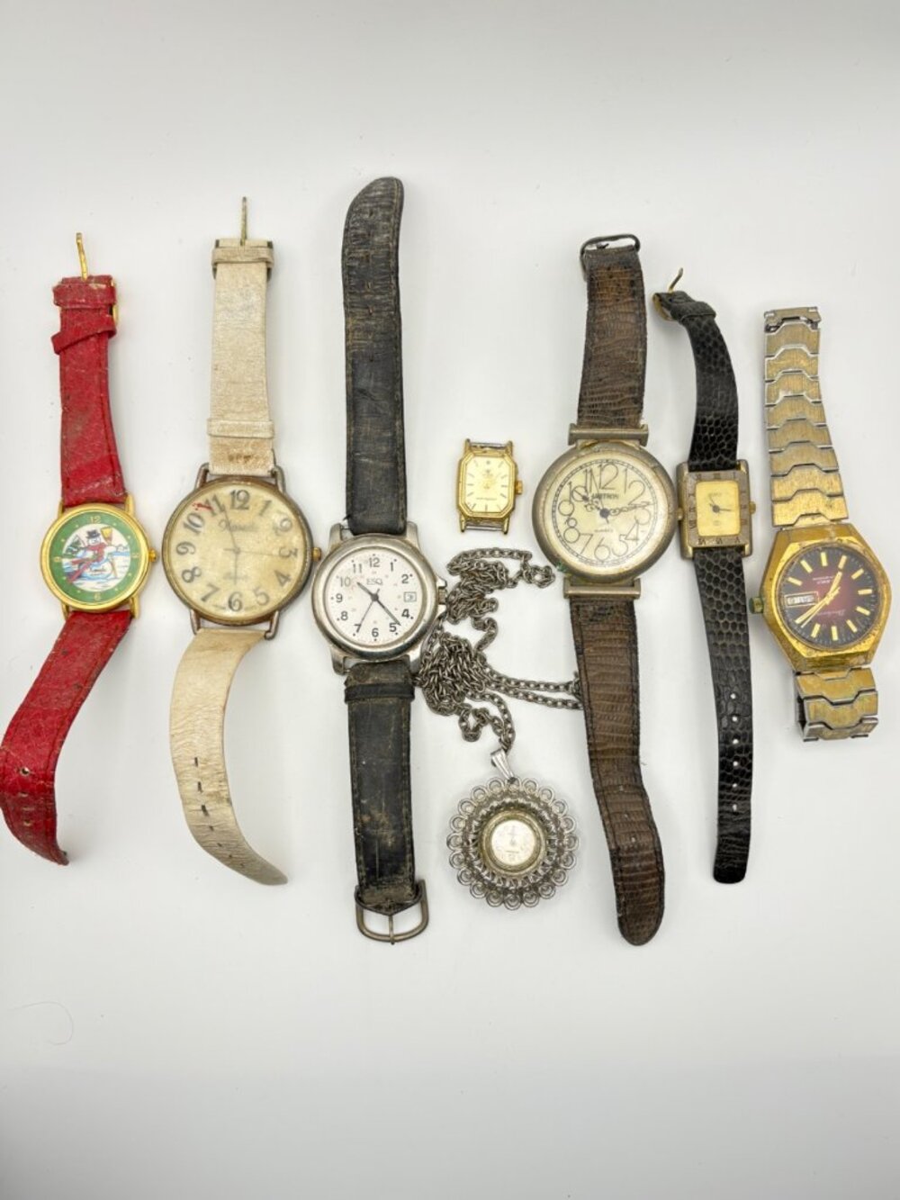 Vintage & Modern Watch Lot ESQ Armitron Timex Pendant Parts Repair Estate Bundle